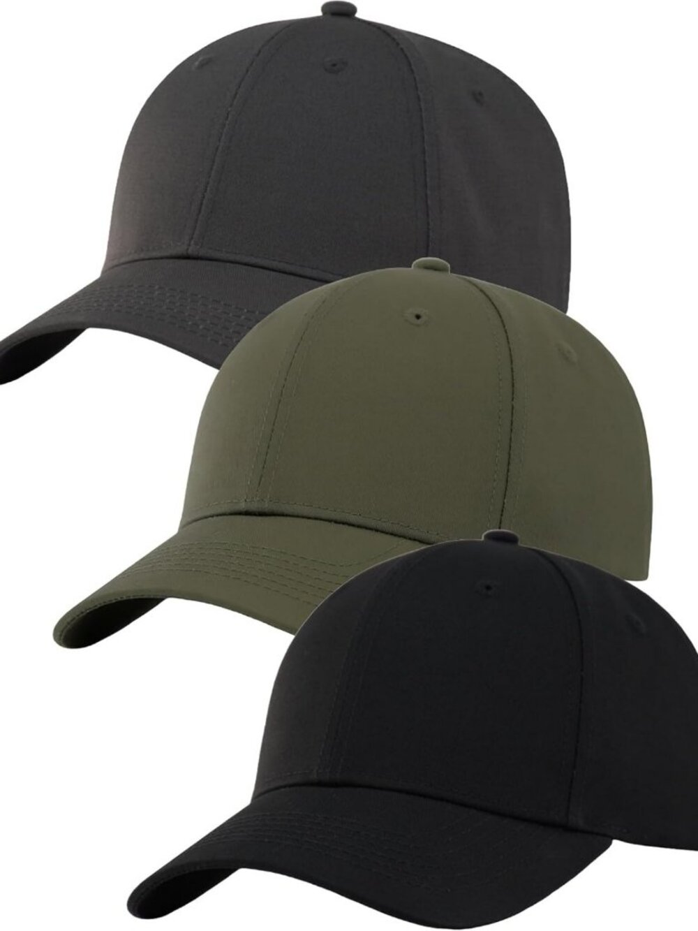 3 Pack Adjustable Cotton Baseball Caps - Low Profile Blank Hats for Men & Women